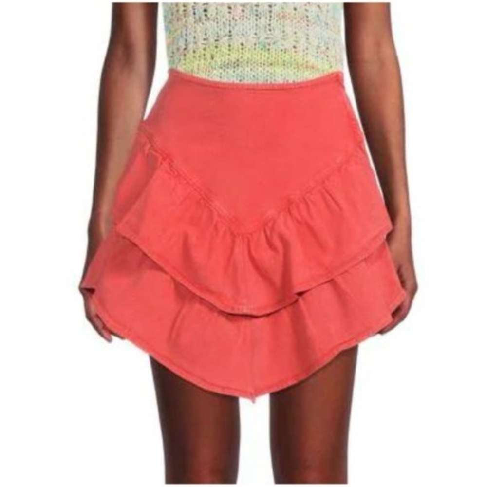 MOTHER The Ruffle Mini Skirt in Hot Coral Size 24 GUC